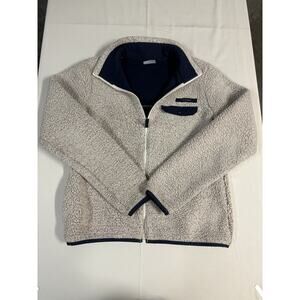Columbia Women’s Size Medium Teddy Bear Sherpa Fleece Jacket Beige And Navy